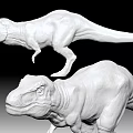 Two White 3D T-Rex Dinosaur Models Showcasing Reptile Physical Features 3d model