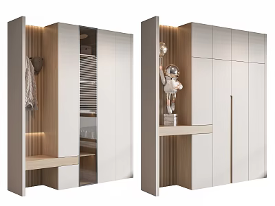 Modern Shoe Cabinet With Glass Doors Wooden Panels Display Shelf And Storage Compartments 3d model