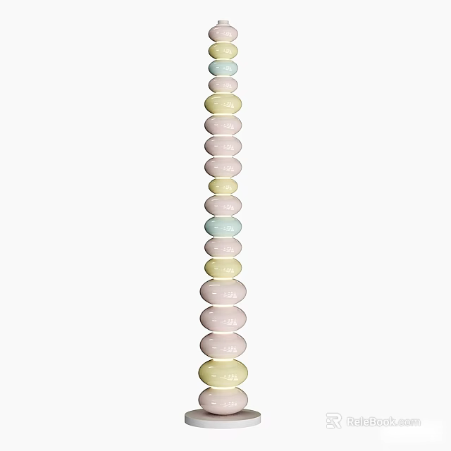 Colorful Round Beaded Floor Lamp with Pastel Hues for Modern Decor 3d model 