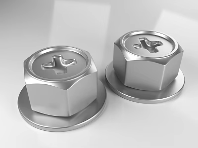 Silver Hexagonal Metal Nuts Precision Crafted Hardware Tools With Smooth Surface Design 3d model