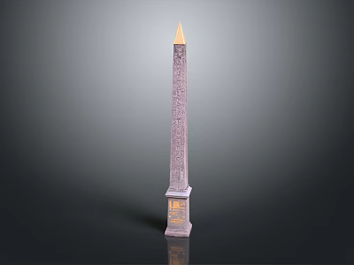 Tall Purple Obelisk Monument With Pointed Top And Inscribed Pedestal Base 3d model