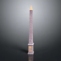 Tall Purple Obelisk Monument With Pointed Top And Inscribed Pedestal Base