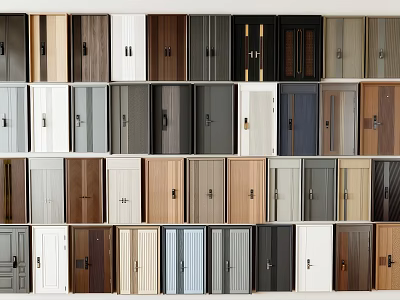 Various Styles Security Doors Collection With Wooden And Metal Designs In Different Colors 3d model