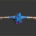 3D Game Character Design Featuring Blue Hair Purple Bikini Blue Jacket And Purple Boots