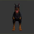 Colorful 3D Polygonal Doberman Sculpture With Artistic Modern Design Style