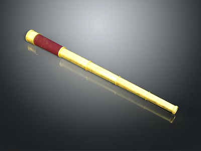 Elegant Golden Decorative Stick With Red Wrapped Handle And Polished Surface 3d model