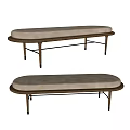 Modern Beige Upholstered Bench With Metal Frame And Simple Design