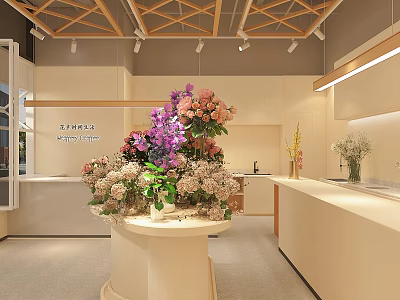 ZHUHE Floral Store With Fresh Colorful Flowers And Elegant Display Stand Modern Interior 3d model