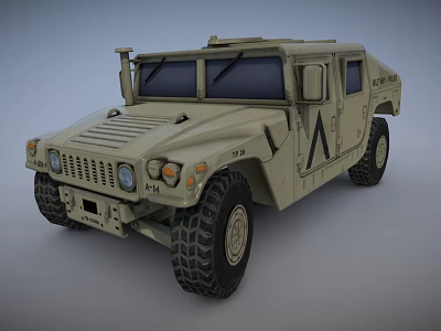 Military Hummer Army Vehicle With Green Exterior Large Tires And Markings 3d model
