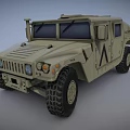 Military Hummer Army Vehicle With Green Exterior Large Tires And Markings