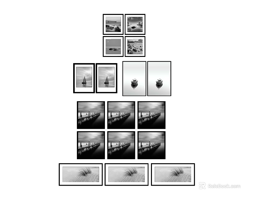 Black and White Landscape Paintings Collection With Various Natural Scenes And Art Views 3d model 
