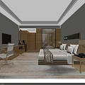 Hotel Guest Room Modern Interior Design With Comfortable Bed Desk Chair And TV