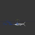 Blue and Silver Swordfish Swimming Near Calm Ocean Water Surface