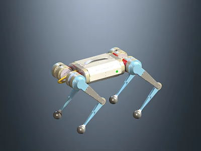 Smart Quadruped Robot Featuring Mechanical Legs Metal Structure And Spherical Feet 3d model