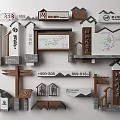 Chinese Traditional Billboards With Wooden Structure Tile Roof Directional Signs And Publicity Boards