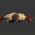 Red And Gold Armored Collectible Figurine With Cape And Glowing Weapon