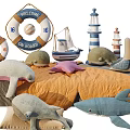 Nautical Themed Stuffed Toys Collection With Lifebuoy Sailboat Lighthouse Whale Seagull Shark Starfish