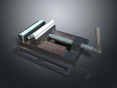 Heavy Duty Industrial Bench Vise With Metal Fixed Base Adjustable Jaws And Screw Handle 3d model