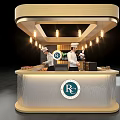 Modern Bar Counter With Chefs Preparing Food And Pendant Lights Design