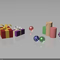 Festive Household Decor Items With Colorful Gift Boxes Christmas Balls And Candles