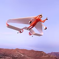 Red Hang Glider Soaring Over Rocky Mountain Range At Sunset 3d model