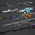 Colorful Sniper Rifles Featuring Diverse Decorative Patterns And Futuristic Gaming Designs