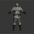 Medieval Warrior In Silver Armor With Green Skirt Brown Boots And Helmet