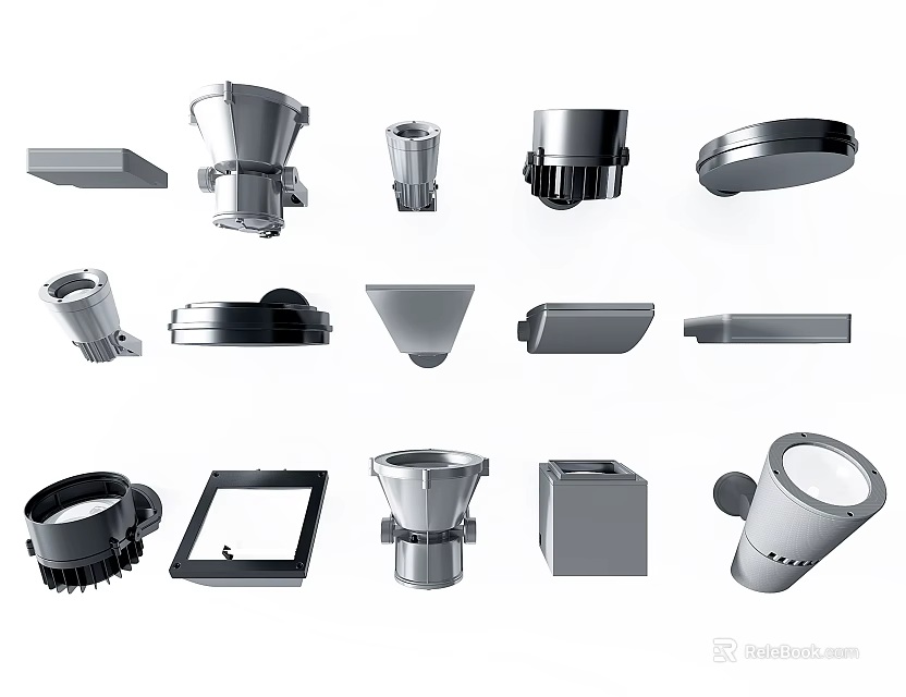 Various Modern Lighting Fixtures Including Ceiling Spotlights And Wall Sconces 3d model