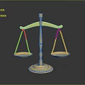 Golden Balanced Scale as Essential Household Item with Shiny Base and Reflections