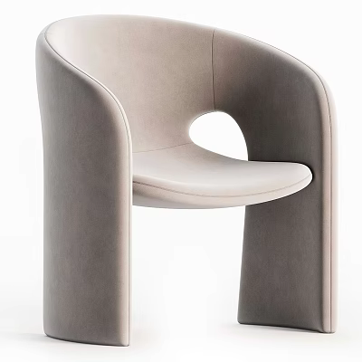 Modern Minimalist Upholstered Accent Chair With Curved Armrests And Light Beige Design 3d model