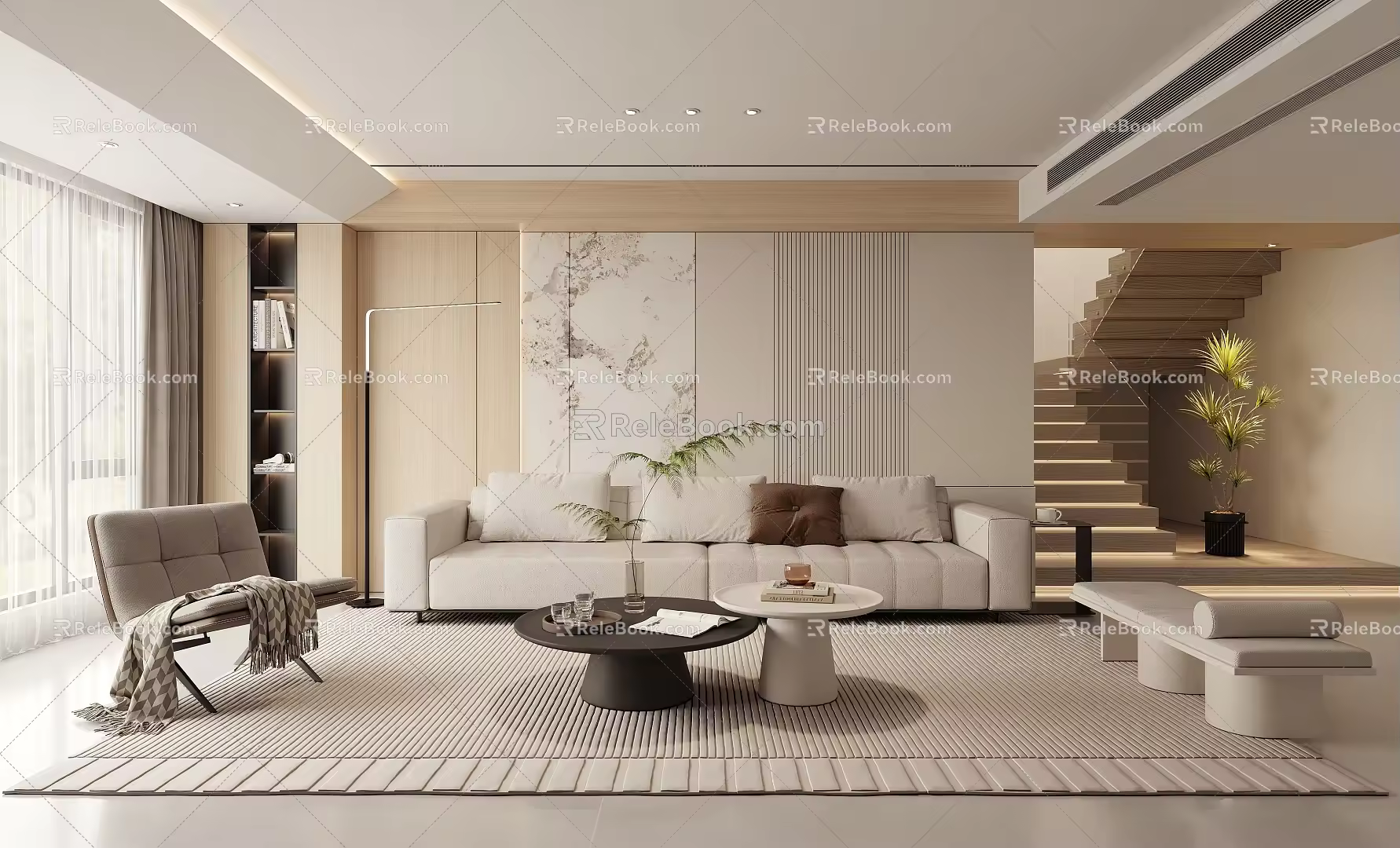 Modern Simple Living Room Combination Sofa Log 3d model