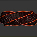 Modern Decorative Ornament Set With Red Borders And Black Mesh Spiral Design