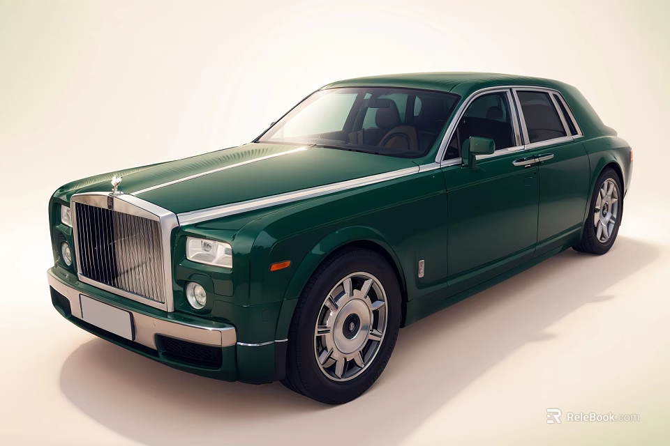 Green Rolls-Royce Luxury Sedan Classic Design With Chrome Accents And Elegant Exterior 3d model 