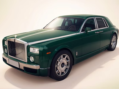 Green Rolls-Royce Luxury Sedan Classic Design With Chrome Accents And Elegant Exterior 3d model
