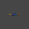 Blue Sports Car With Four Colorful Sports Cars In Different Colors On Blue Background
