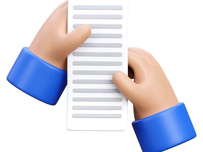 Stylish Decorative Ornament Set With White Gray Striped Long Strip Held By Hands 3d model