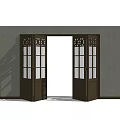 Wooden Folding Doors With Glass Panels Installed On Indoor White Wall