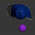 Anime Blue Haired Character With Purple Eyes Floating Sparkles And Purple Orb