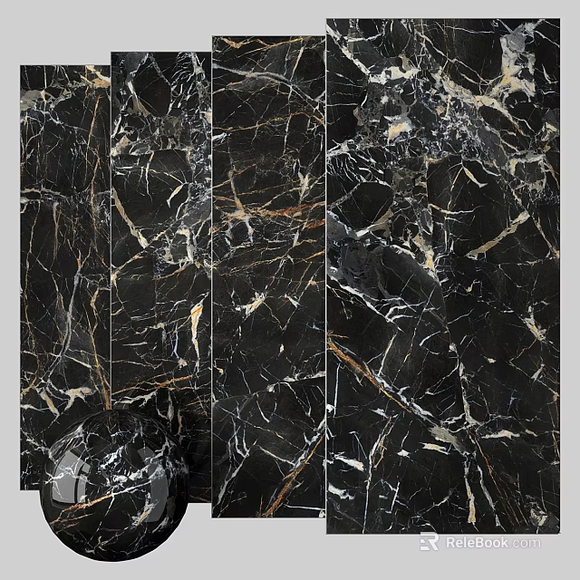 Black Marble Components With Natural Veins And Elegant Texture Design 3d model