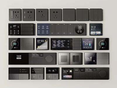 Smart Switch Panels with Digital Displays Modern Designs and Various Control Options 3d model