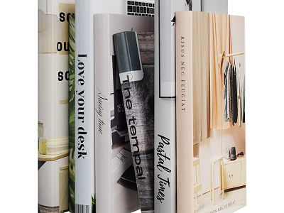 Home Design Books and Magazines with Interior Fashion Desk and Clothing Ideas 3d model