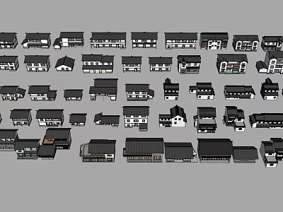Various Architectural House Models With Different Roof And Window Designs 3d model