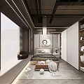 Modern Specialty Store Interior With Display Walls And Polished Marble Flooring