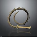 Unique Bone Spiral Weapon Featuring Intricate Skeletal Coils And Curved Design