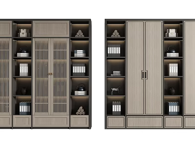 Modern Bookcase Design With Open And Closed Storage Shelves For Books And Decor 3d model