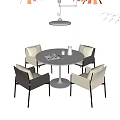 Modern Dining Table and Chair Combination Round Dining Table Single Chair Four-person Dining Table and Chair Minimalist Dining Table and Chair Restaurant Chandelier 3d model