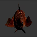 Red Fish Displaying White Spots And Spiky Fins On Gray Gradient Background 3d model