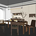 Middle Ancient Retro Home Restaurant Middle Ancient Style Restaurant Open Restaurant Retro Style Restaurant Middle Ancient Style Sideboard Middle Ancient Style Dining Table and Chair 3d model