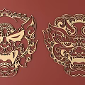 Japanese Metal Carving Japanese Patterns and Wind Patterns Traditional Carving 3d model