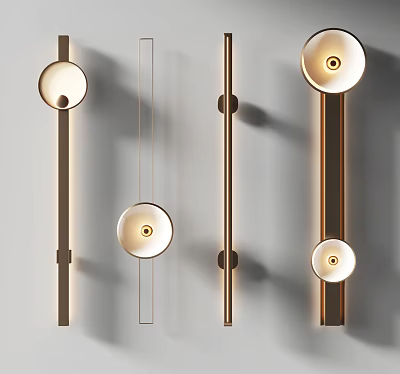Modern Wall Mounted Lamps With Metal Frame And Round Shades For Minimalist Decor 3d model